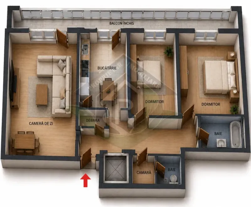 Apartament 3 camere 2 băi, parcare, balcon 12 mp – Astra Calea Bucuresti Brasov - imagine 8