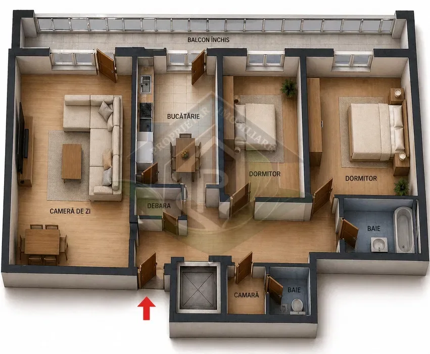 Apartament 3 camere 2 băi, parcare, balcon 12 mp – Astra Calea Bucuresti Brasov - imagine 8